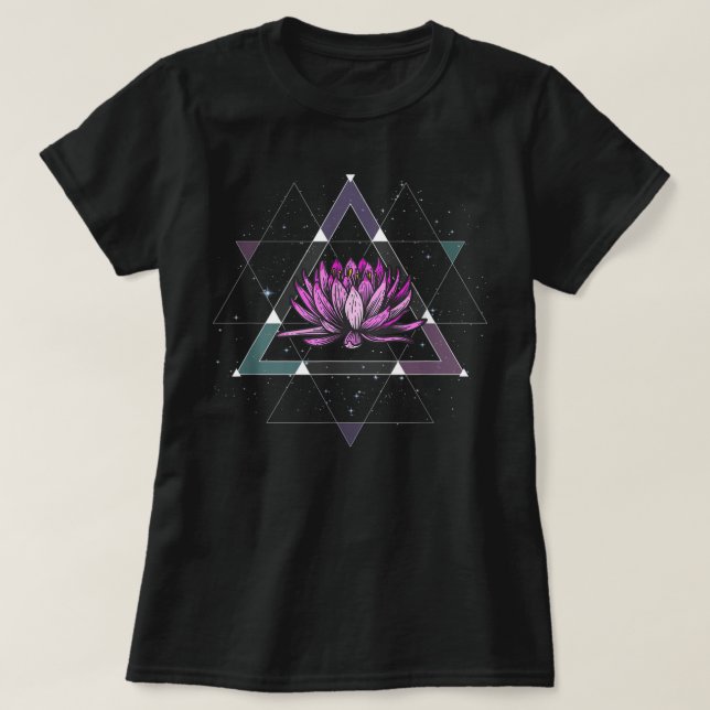Lotus Blume Heilige Geometrie Yoga Meditation Spir T-Shirt (Design vorne)