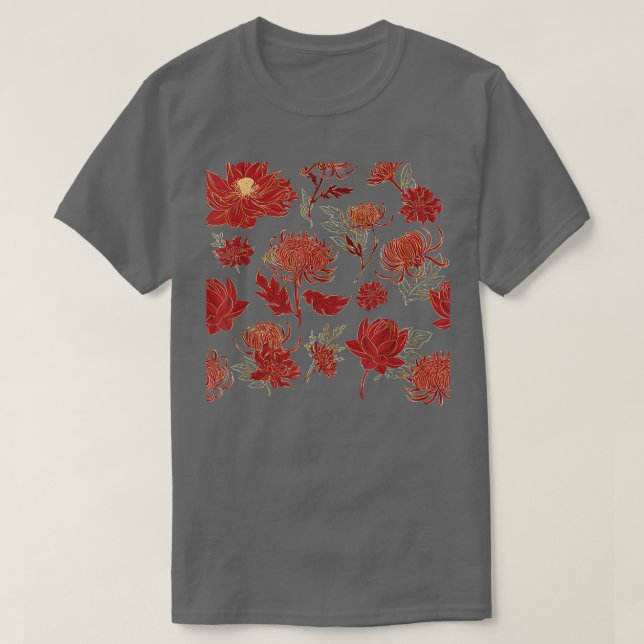 Lotus Blume Herbst Herbstmuster Cooler Erntedank T-Shirt (Design vorne)