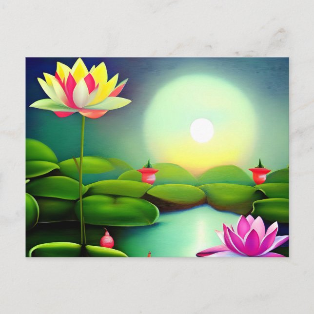 Lotus-Blume im Teich Postkarte (Vorderseite)