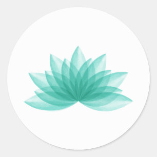 Lotus-Blume in aquamariner Farbe Runder Aufkleber