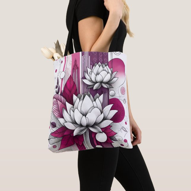 Lotus Blume in Magenta, schwarz-weiß (Von Nahem)