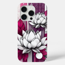 Lotus Blume in Magenta, schwarz-weiß