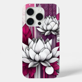 Lotus Blume in Magenta, schwarz-weiß Case-Mate iPhone Hülle