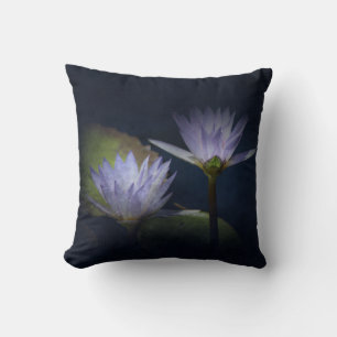 Lotus Blume in Midnight Blue Digitale Kunst Kissen