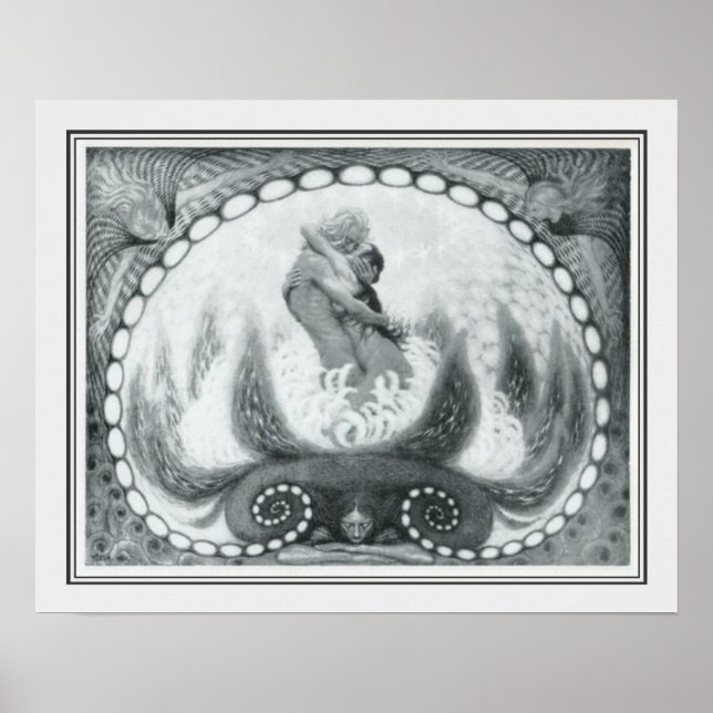 "Lotus Blume" Jugendstil von Fidus Poster (Vorne)