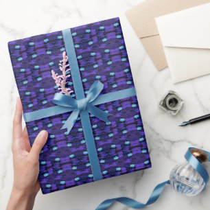Lotus Blume Lila Blau Türkis Blumenmuster Geschenkpapier