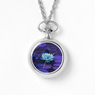Lotus Blume Lila Blue Türkise Floral Pond Zen Armbanduhr
