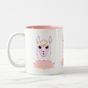 Lotus Blume & Llama Queen Zweifarbige Tasse