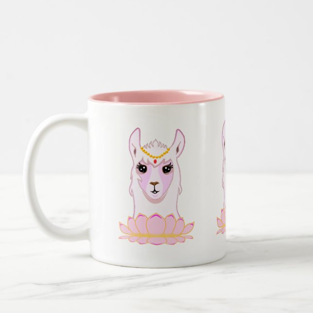 Lotus Blume & Llama Queen Zweifarbige Tasse (Links)