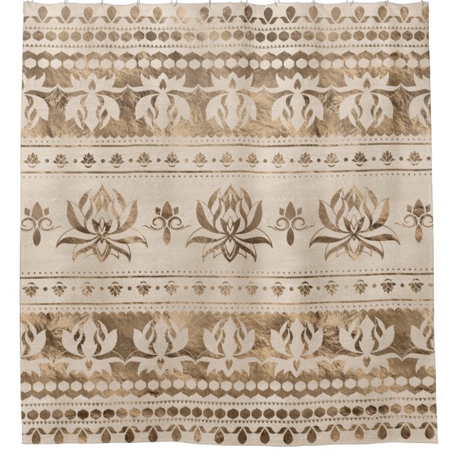 Lotus Blume Luxuriöses Dekor - Pastellgold Duschvorhang (Vorderseite)