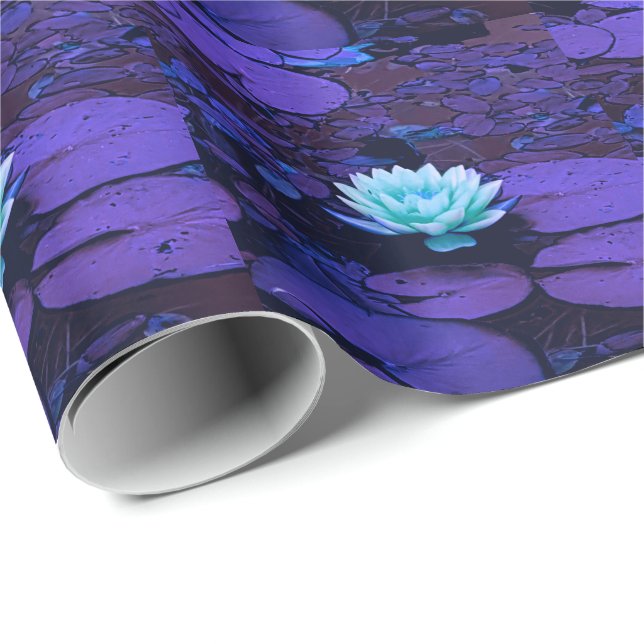 Lotus Blume Magisches Lila Blau Türkis Geschenkpapier (Rolleneckpunkt)