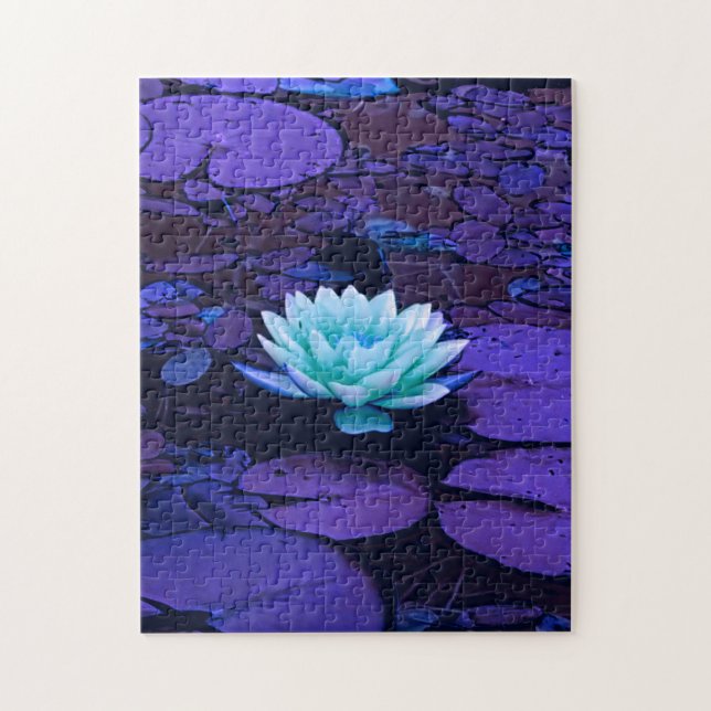 Lotus Blume Magisches Lila Blau Türkis Puzzle (Vertikal)