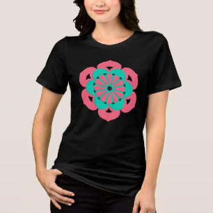 Lotus Blume Mandala, Coral Pink und Türkis Tri-Blend Shirt