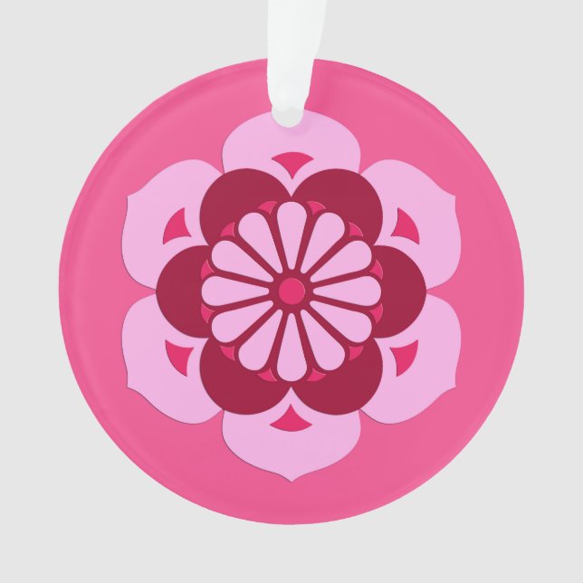 Lotus Blume Mandala, Fuchsia Pink und Burgund Ornament (Vorderseite)