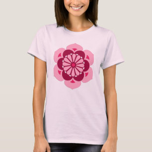 Lotus Blume Mandala, Fuchsia Pink und Burgund T-Shirt