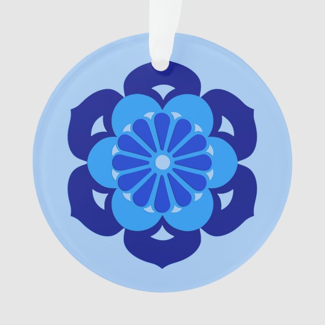 Lotus Blume Mandala, Indigo und Light Blue Ornament (Vorderseite)