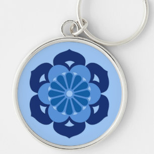Lotus Blume Mandala, Indigo und Light Blue Schlüsselanhänger