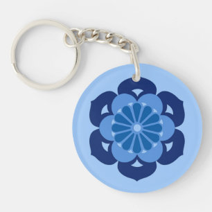 Lotus Blume Mandala, Indigo und Light Blue Schlüsselanhänger