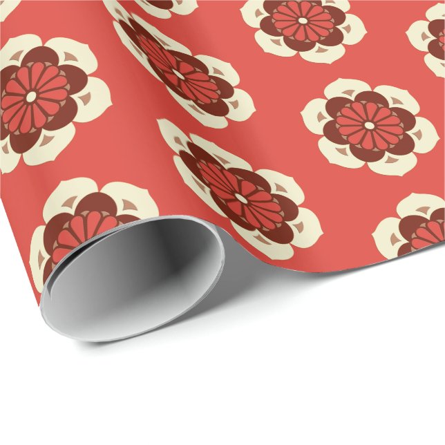 Lotus Blume Mandala, Mandarin Orange Geschenkpapier (Rolleneckpunkt)