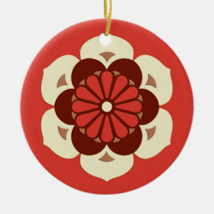 Lotus Blume Mandala, Mandarin Orange Keramikornament