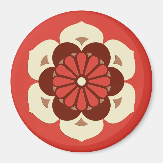Lotus Blume Mandala, Mandarin Orange Magnet (Vorne)
