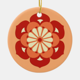 Lotus Blume Mandala, Pastel Orange und Mandarin Keramikornament