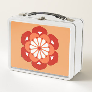 Lotus Blume Mandala, Pastel Orange und Mandarin Metall Lunch Box