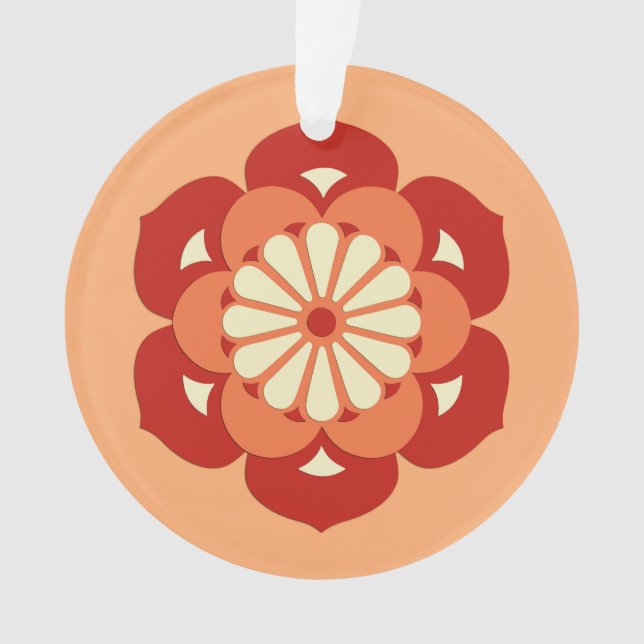 Lotus Blume Mandala, Pastel Orange und Mandarin Ornament (Vorderseite)