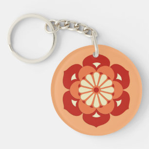Lotus Blume Mandala, Pastel Orange und Mandarin Schlüsselanhänger