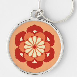 Lotus Blume Mandala, Pastel Orange und Mandarin Schlüsselanhänger