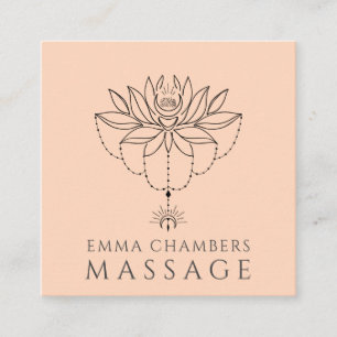 Lotus Blume Massage Therapeut Peach Quadratische Visitenkarte