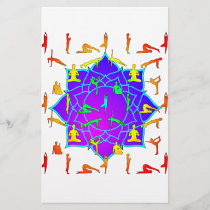 Lotus Blume mit Yoga-Posen Briefpapier