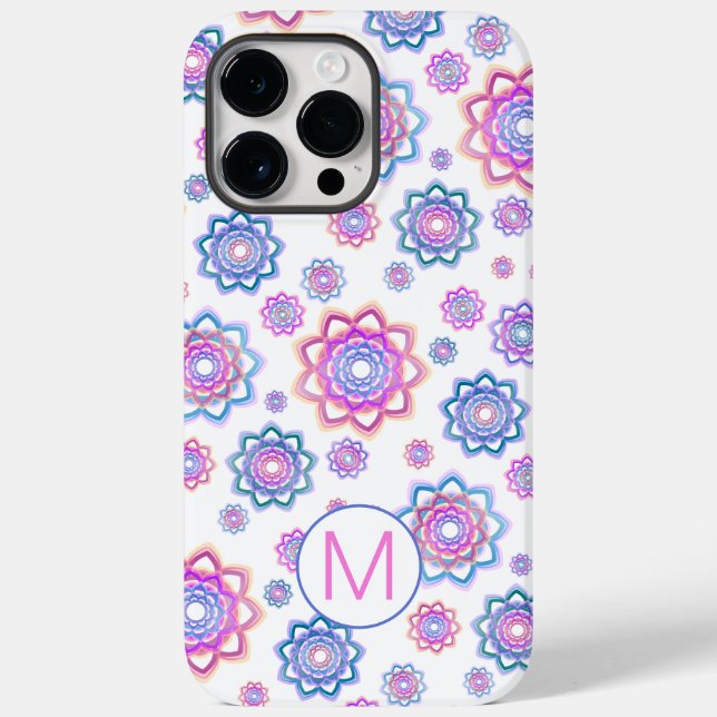 Lotus Blume Monogram Einfach rosa Pastellgrün Case-Mate iPhone Hülle (Rückseite)