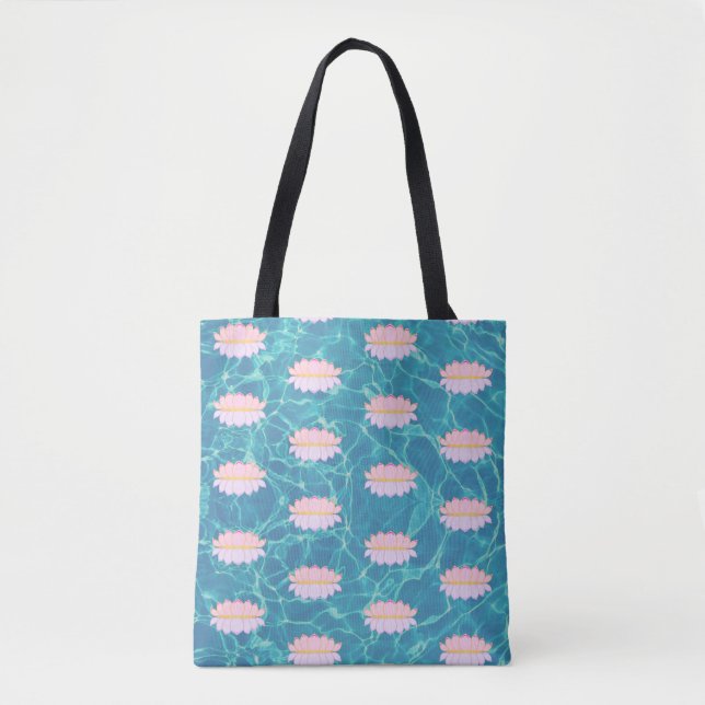 Lotus Blume Muster auf Wasser Hintergrund Tasche (Vorderseite)