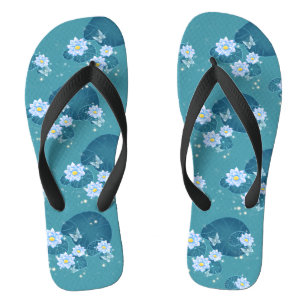 Lotus Blume Muster Botanischer Garten Aquamarines Flip Flops
