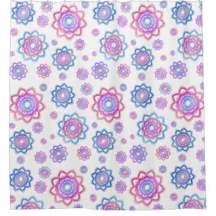 Lotus Blume Muster farbenfroh rosa Pastellgrün Duschvorhang