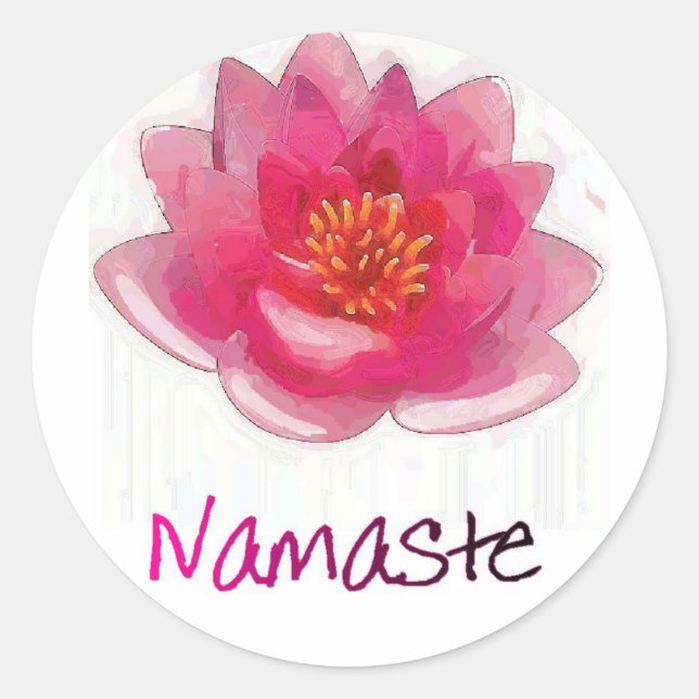 Lotus Blume "Namaste" Yoga Geschenke Runder Aufkleber (Vorderseite)