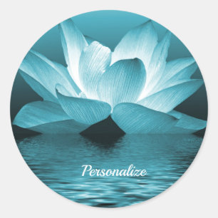 Lotus Blume Ocean Zen Yoga Personalisiert Runder Aufkleber