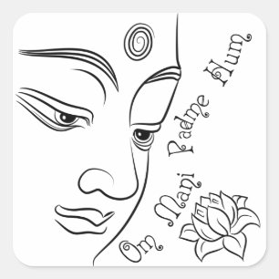 Lotus Blume Om Mani Padme Hum Black Quadratischer Aufkleber