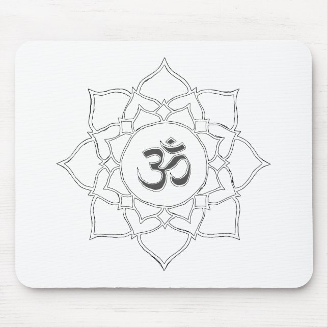 Lotus Blume Om Symbol Zeichnend Mousepad (Vorne)