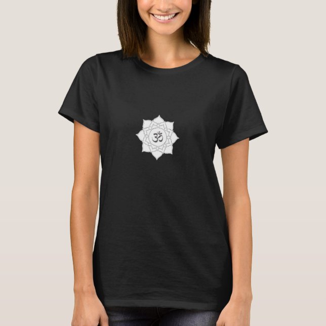 Lotus Blume Om Symbol Zeichnend T-Shirt (Vorderseite)