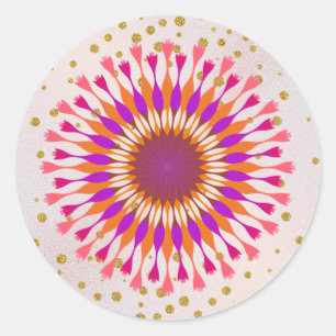 Lotus Blume Pink Gold Glitzer Hochzeit Runder Aufkleber