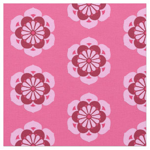 Lotus Blume Print, Fuchsia Pink und Burgund Stoff