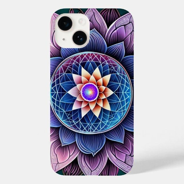 Lotus Blume Sacred Geometry Throat Chakra Reiki Case-Mate iPhone Hülle (Rückseite)