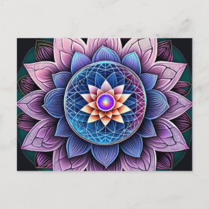 Lotus Blume Sacred Geometry Throat Chakra Reiki Postkarte