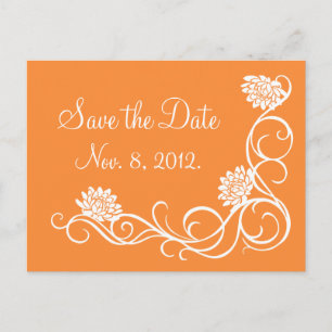 Lotus-Blume Save the Date Postcard-hell orange Ankündigungspostkarte
