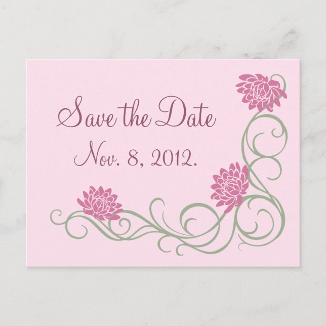 Lotus Blume Save the Date Postkarte (pink) (Vorderseite)