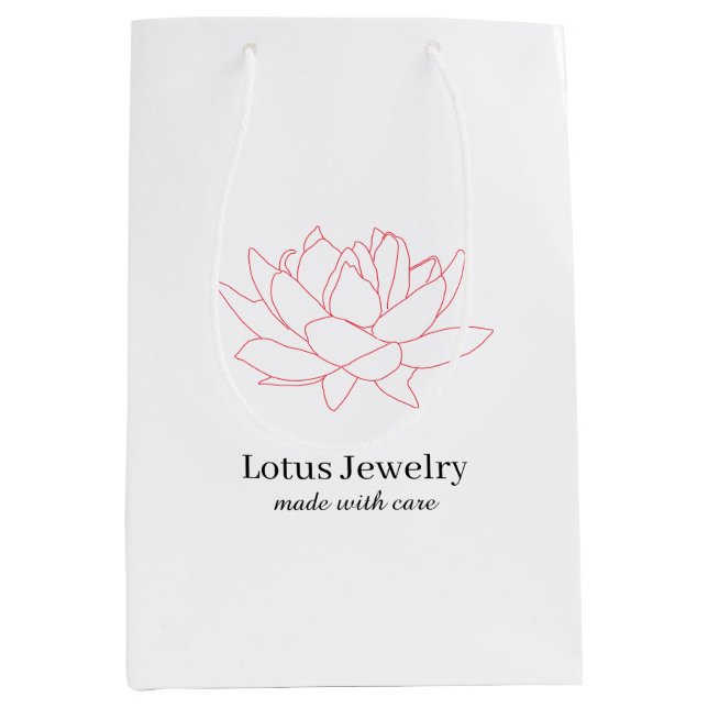 Lotus Blume Schmuck Schmuck Blumenlogo Mittlere Geschenktüte (Vorderseite)