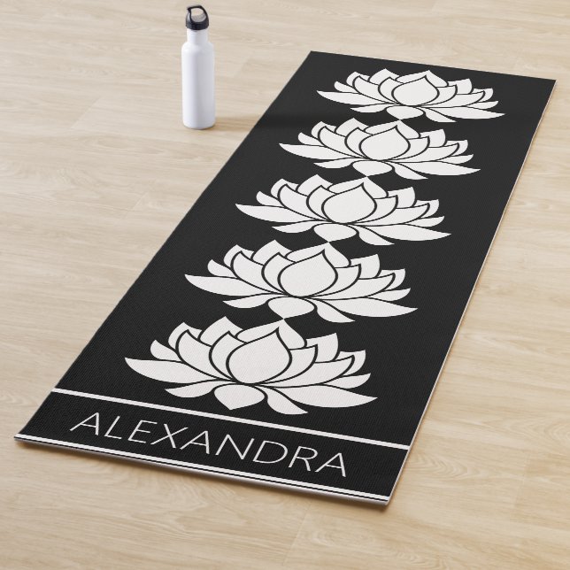 Lotus Blume Symbol Schwarz-weiß Personalisiert Yogamatte (Beispiel)
