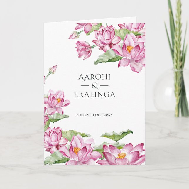 Lotus Blume Taj Mahal Indian Wedding Programm (Vorderseite)